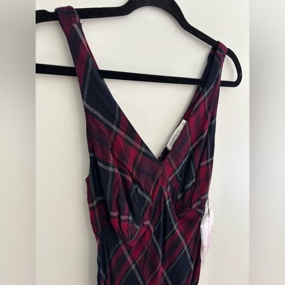 Avec Les Filles Side Slit Fitted Plaid Midi Dress NWT - Picture 4 of 8